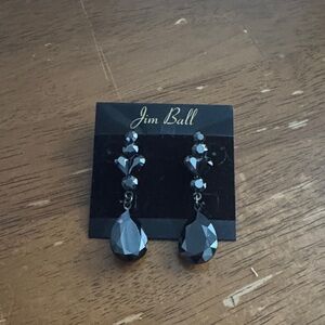 NEW! Jim Ball Black Crystal Drop Earrings